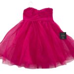 Lulus  Dress Womens XS Just a Twirl Hot Pink‎ Glitter Tulle Strapless Skater Mini Photo 1
