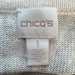 Chico's Sweater Womens Medium 1 Cream Purple Baroque Open Cardigan Office Casual Photo 6