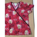 Looney Tunes Womens  V-Neck Short Sleeve Scrub Top Baby Tweety Bird 2 Pockets Xs Photo 1