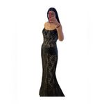 Absolutely Stunning Black Lace Boned Bustier Mermaid Evening Gown – Size 6 Photo 6