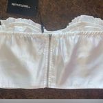 Pretty Little Thing Prettylittlethings Cream Satin Pleated Crop Corset - size 12 Photo 4