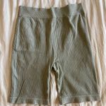 Free People Green Ribbed Biker Shorts Photo 3