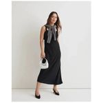 Madewell  Square Neck Midi Dress Size 8 in True Black NWT Cupro Photo 1