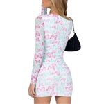 Princess Polly  Mesh Butterfly Mini Dress size 0 Long Sheer Sleeves Ruched Front Photo 2