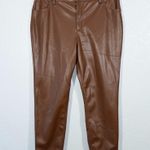 Baccini New Brown Faux Leather High Rise Skinny Pants Size 14 Photo 0