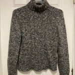 EXPRESS Black Marbled Merino Wool Cashmere Blend Cable Knit Turtleneck Sweater Photo 0