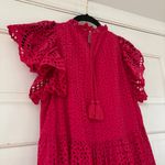 Ulla Johnson Norah Eyelet Fuschia Ruffle Sleeve Midi Dress Size 4 Small Scallop Photo 12
