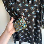 Sandro Paris Black Floral Button-Front Satin Dress- Size 38 (US 6) 100% Viscose Photo 7