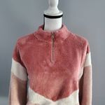 Divided Color Block Chevron Shaggy Pullover Sweatshirt M Photo 2