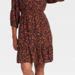 Knox Rose  Leopard Print Smocked Waist Boho Dress‎ Size Large Photo 0