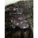Nanette Lepore  Boots Sz  8.5  Suede Embroidered Flowers Butterfly Festival Y2K Photo 3