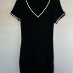 EUC Black Ribbed V Neck Short Sleeved Mini Dress sz M/L Size M Photo 0