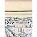 ZARA  High Waisted Raw Hem Denim Wide Leg Jeans Light Blue Women's Size XS Photo 2
