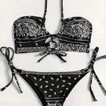 Boutique Black Bandana, Abstract, Bikini Set Photo 2