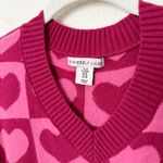 Sincerely Jules [] Pink Geometric Heart Print V-Neck Oversized Sweater Sz Medium Photo 8