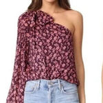Ulla Johnson Enid One Shoulder Floral Silk Blend Burgundy Blouse Size 2 Photo 0
