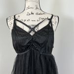 Black Babydoll Cami Dress Crisscross Straps Tulle Lace Trim Goth Emo sz M Size M Photo 1