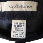 Croft & Barrow  Velvet Pants Size 16 Short Navy Blue Cotton Stretch Straight Leg Photo 4