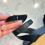 Frye & Co Black Leather Wedge Open Toe Sandals Size 6 Photo 8