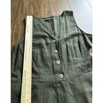 Who What Wear  Women's M Linen Blend Dark Green Sleeveless V Neck Jumpsuit Photo 4