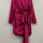 Mac Duggal Ieena for  26644 Asymmetrical Draped Long Sleeve Mini Dress Size 6 Photo 3