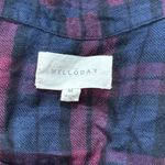 MELLODAY  Purple Blue Plaid Button Down Top Women’s Medium Photo 1