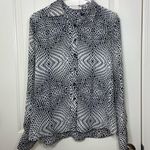 EUC Vintage Roth LeCovan women’s black white collared button front blouse M/L Size M Photo 0