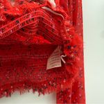 Free People Lolita Smocked Red Floral Long Sleeve Cropped Top Sz XS Photo 6