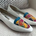 Vintage 80s 90s Arpeggios Leather Loafers Flats Shoes Rainbow Color White 9 Photo 0