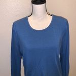 JM Collection  blue ribbed long sleeve top Photo 1