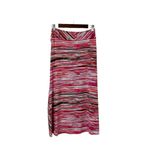 Faux Wrap Jersey Knit Stripe Midi Skirt Size Small Pink Photo 2