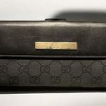 Gucci  GG Black Leather and Canvas Long Wallet Photo 0