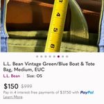 L.L.Bean Vintage RARE navy blue Boat and Tote bag cotton preppy nautical USA Photo 10