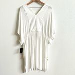 Ralph Lauren Lauren White Crinkle V-Neck Swim Cover Up Tunic Dress Women's L NWT Photo 4