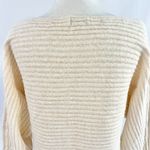 Lush New Ribbed Boat Neck Sweater Off The Shoulder Long Sleeve Cream Gold Photo 10