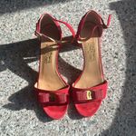 Salvatore Ferragamo  Red Gavina Suede Sandals - Size 10* Photo 1