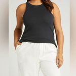 Treasure & Bond  Women's Black Sleeveless Cotton Blend Crew Neck Ribbed Tank Top Photo 0