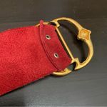 Vintage Red Soft Suede Leather with Gold Buckle Belt Photo 6