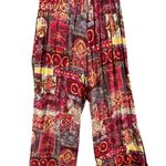 Vintage Christina Fairbanks Pants Women L Red Multi Abstract Wide Leg Boho Retro Size L Photo 0