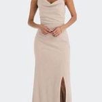 After Six  6849 Cameo Blush Pink Crepe One Shoulder Draped Cowl Neck Gown 4 New Photo 0