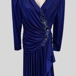 Abby Kent VTG 80s Evening Gown Prom Formal Party Dress Old Hollywood Glam Blue Size 10 Photo 0