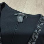 Style & Co Black Embellished V Neck 3/4 Sleeve Wrap Style Sweater Top L Photo 3