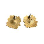 Vtg Gold Tone Enamel Cloisonne Flower Brooch Earrings Blue Green Floral Estate Photo 6