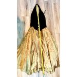 Vintage Black Velvet halter And Gold Metallic Formal Dress Large Made USA Photo 4