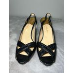 Cole Haan  Collab BLACK LEATHER PEEP TOE SLINGBACK SHOES HEELS 8 Photo 1