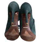 Schutz Green Suede D’Orsay Peep Toe Pumps 6B Women’s High Heel Classic Elegant Photo 7