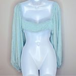 Charlie Holiday Blue Polka Dot Long Sleeve Crop Top Size 8 Photo 1