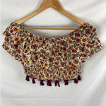 Raga  Mryna Floral Ruffle Tassel Crop top size medium Photo 1