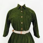 Vintage Brushed Velour Midi Dress | Size M Green Size M Photo 1