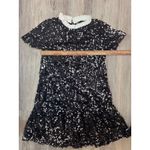 MELLO DAY Black Sequin Short Sleeve Mini Dress with Ruffled Collar XS Photo 6